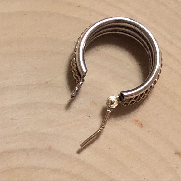 14k Gold/sterling Hoop Earrings with 10k GF tiny Hoops. - Picture 8 of 15